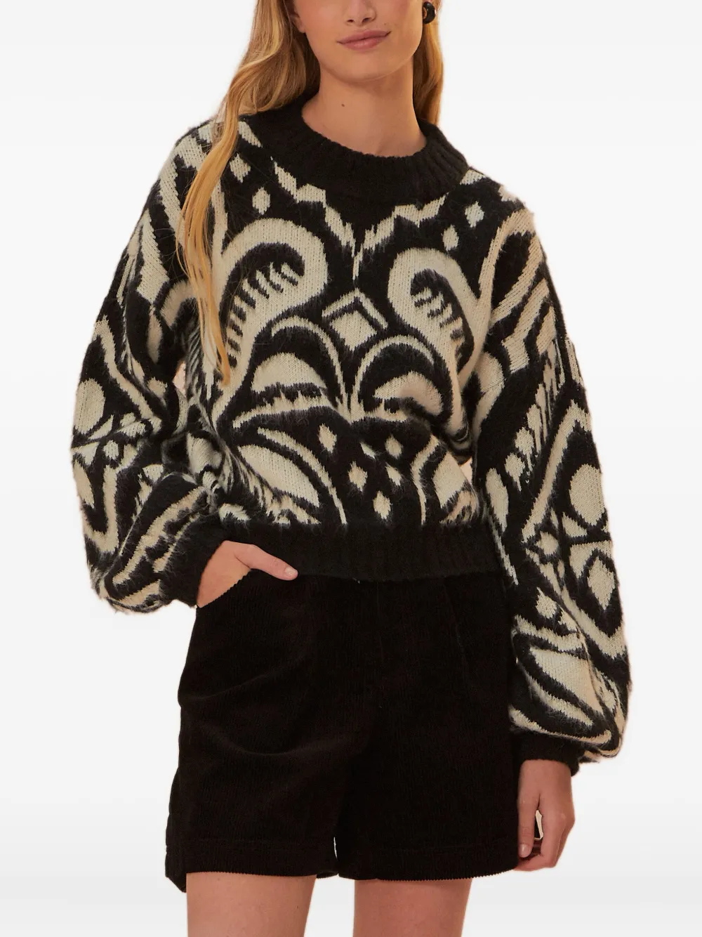 FARM Rio patterned sweater Zwart