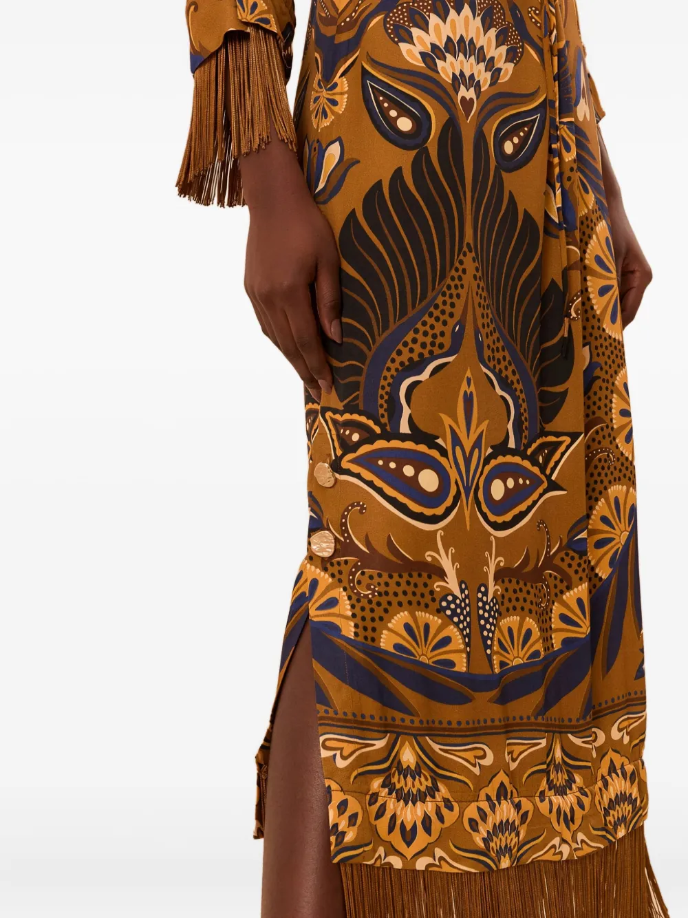 Farm Rio Gold Heart Forest Lenzing™ Ecovero™ Maxi Dress In Brown