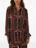 FARM Rio Snake Scarves-print pleated shirt - Black