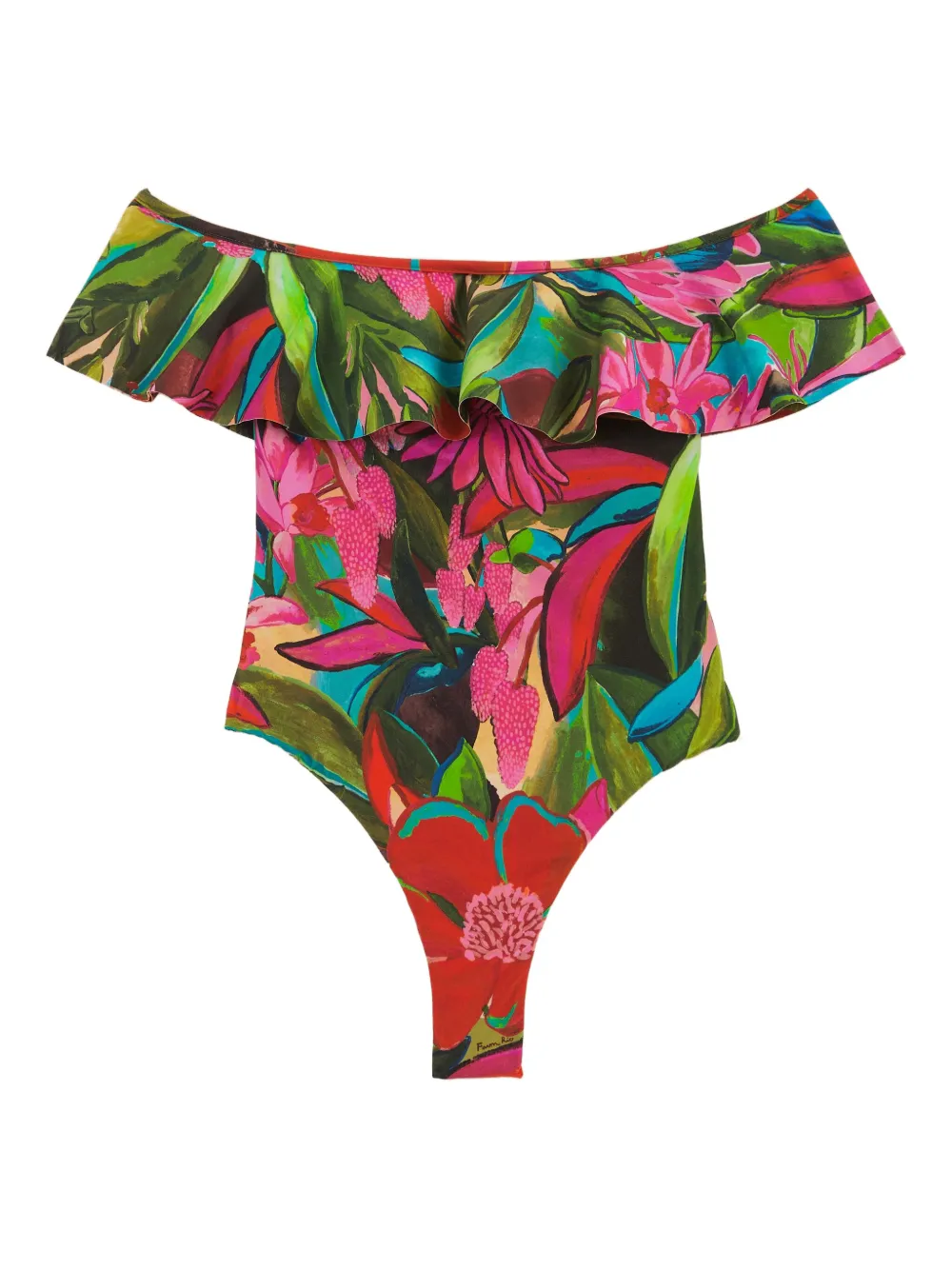 Farm Rio Jardin De Reve Floral-print Ruffled Swimsuit In Multi