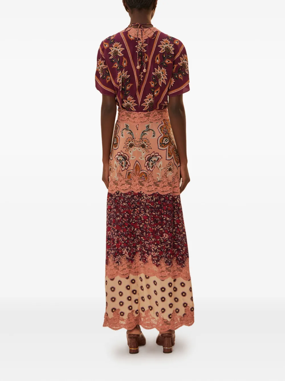 FARM Rio Glam Tapestry floral-lace dress Roze