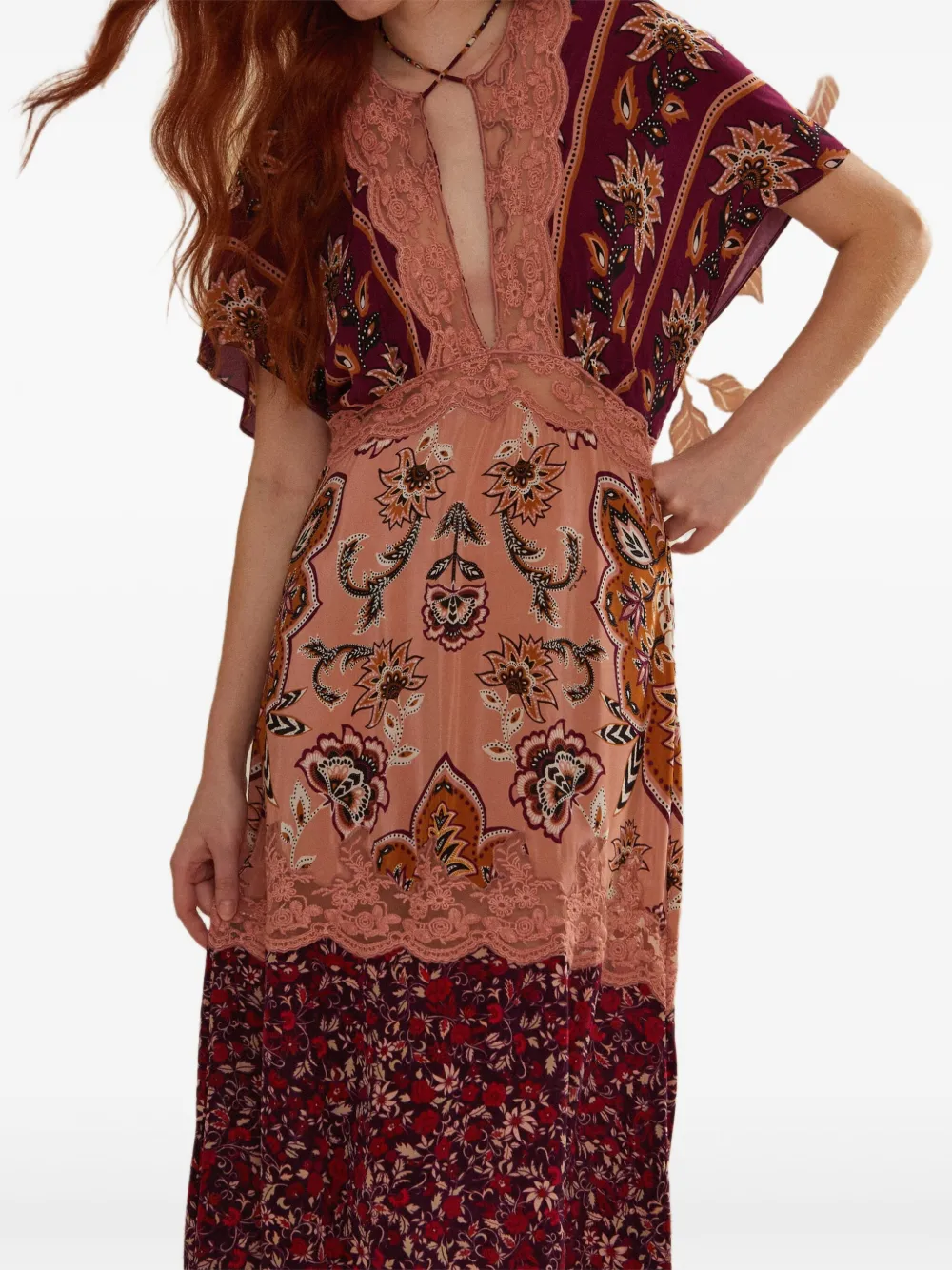 FARM Rio Glam Tapestry floral-lace dress Roze