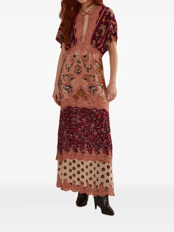 farm rio glam tapestry maxi dress Glam Tapestry Burgundy Long Sleeve Maxi Dress FARM Rio