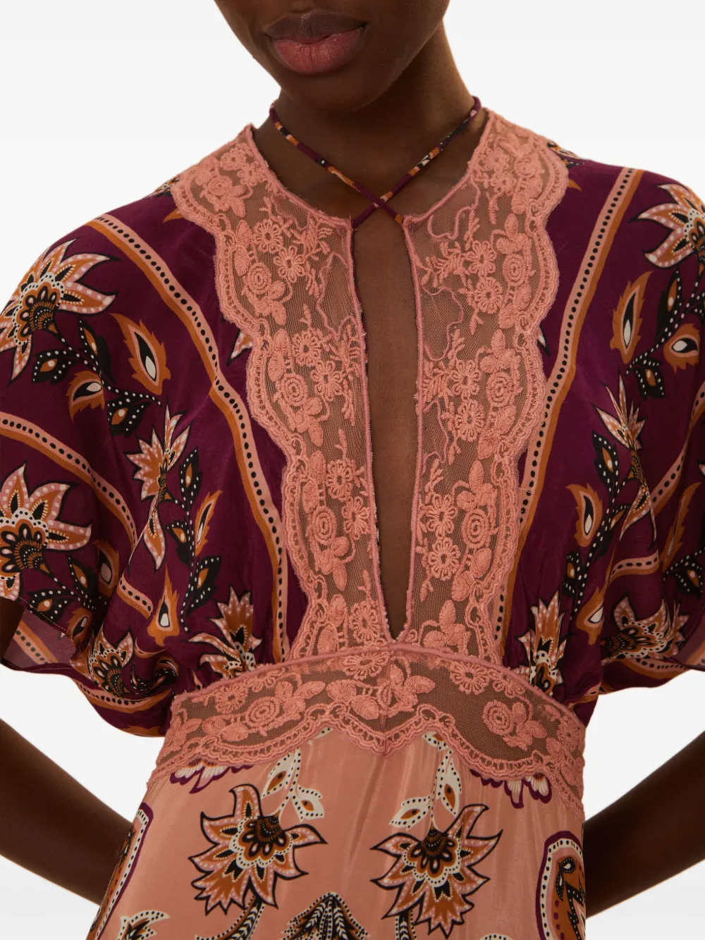 FARM Rio Glam Tapestry floral-lace dress Roze