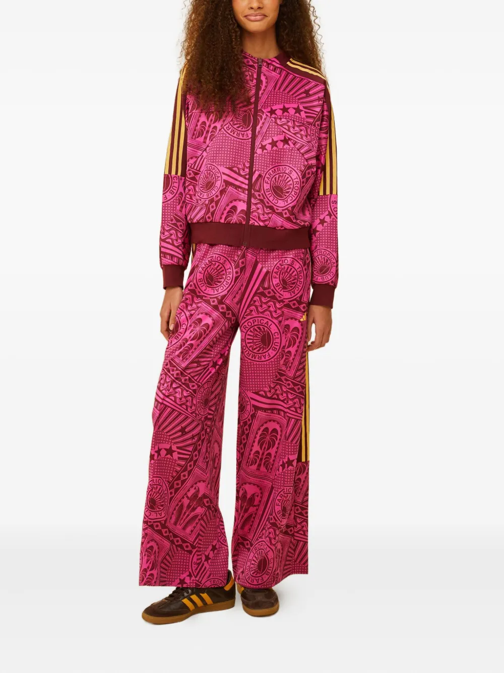 FARM Rio x adidas Tropical Club broek met print - Roze