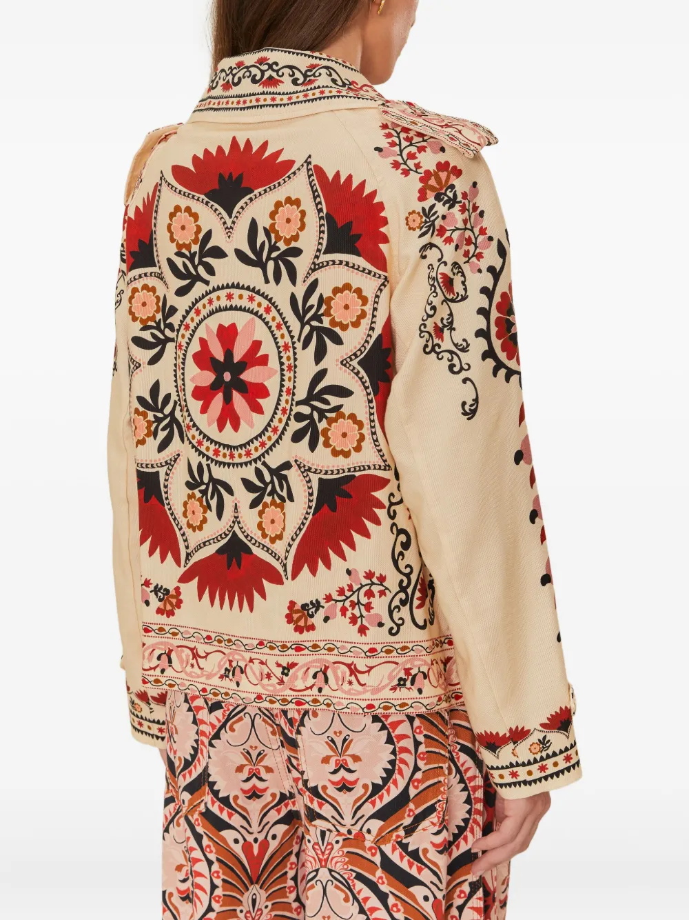 FARM Rio Mandala blazer met bloemenprint en ceintuur Beige