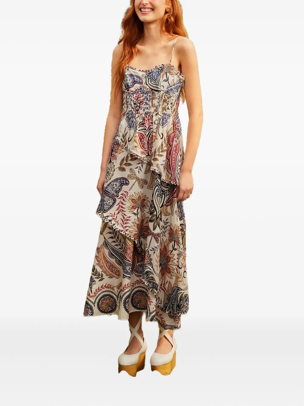 paisley-print midi dress