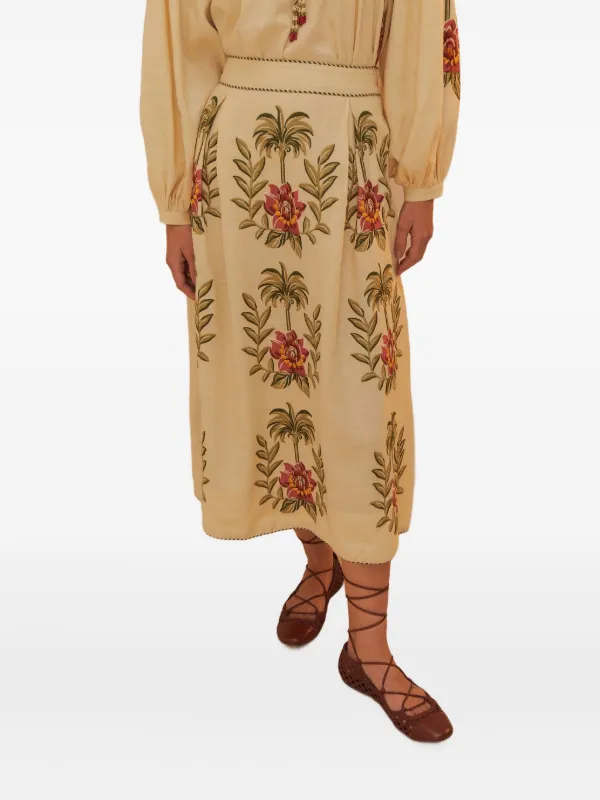Jupe Courte Wild Fable En Tricot Ivoire – Broderies Florales, Taille S, Parfaite Pour Le Printemps !