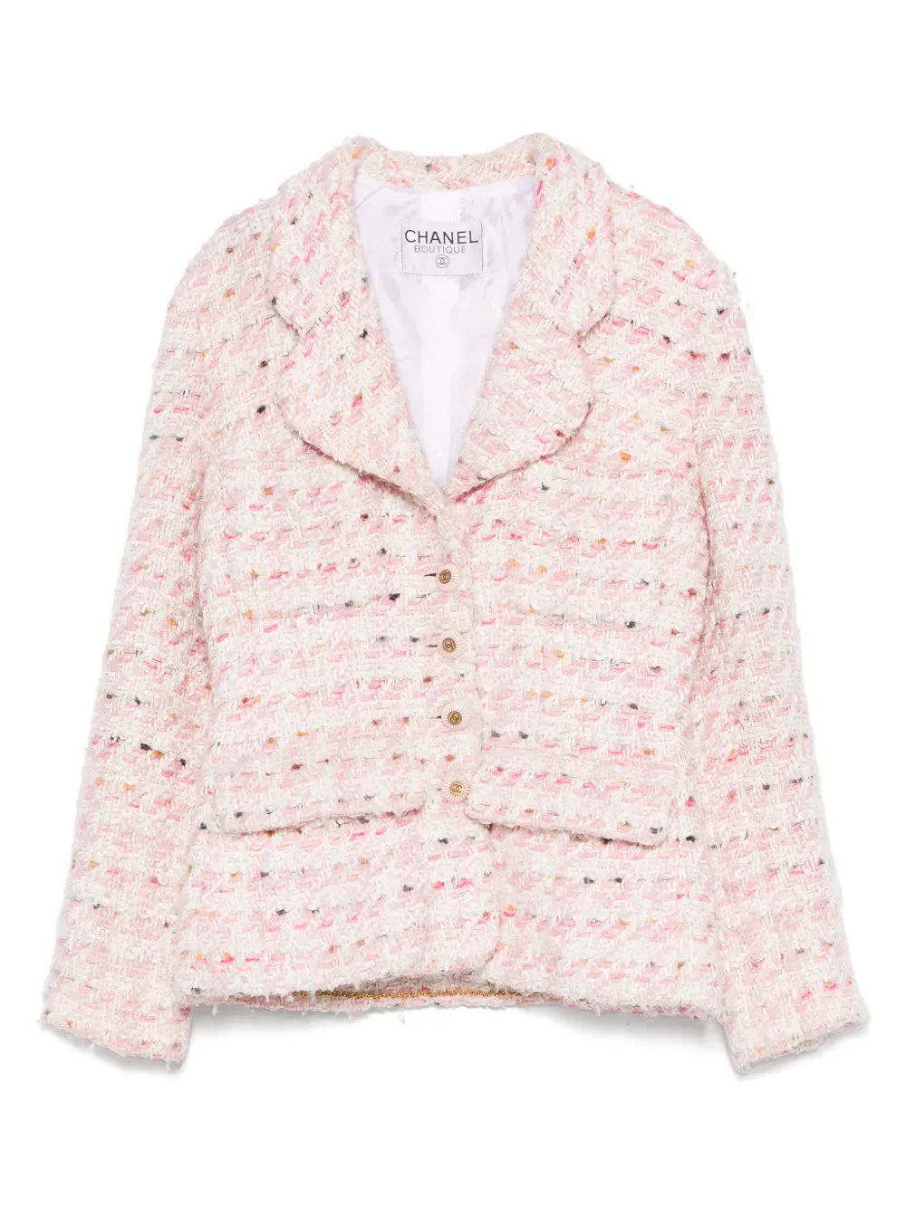 CHANEL Pre-Owned 1990s silk-wool tweed jacket - ピンク CHANEL Pre-Owned 1990s silk-wool tweed jacket - ピンク