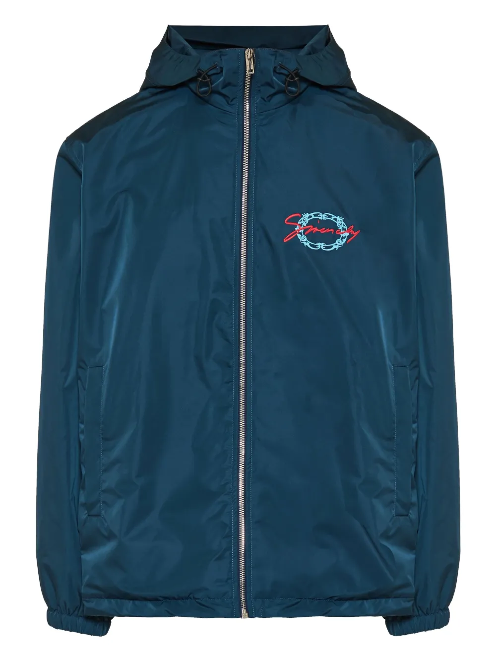 Givenchy embroidered-logo hooded jacket | Blue | Image 1