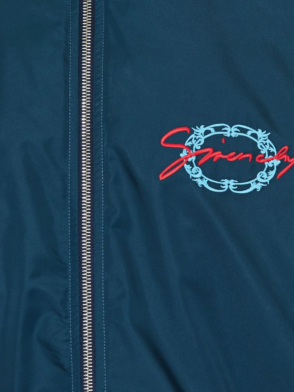 Givenchy Embroidered-logo Hooded Jacket In Blue