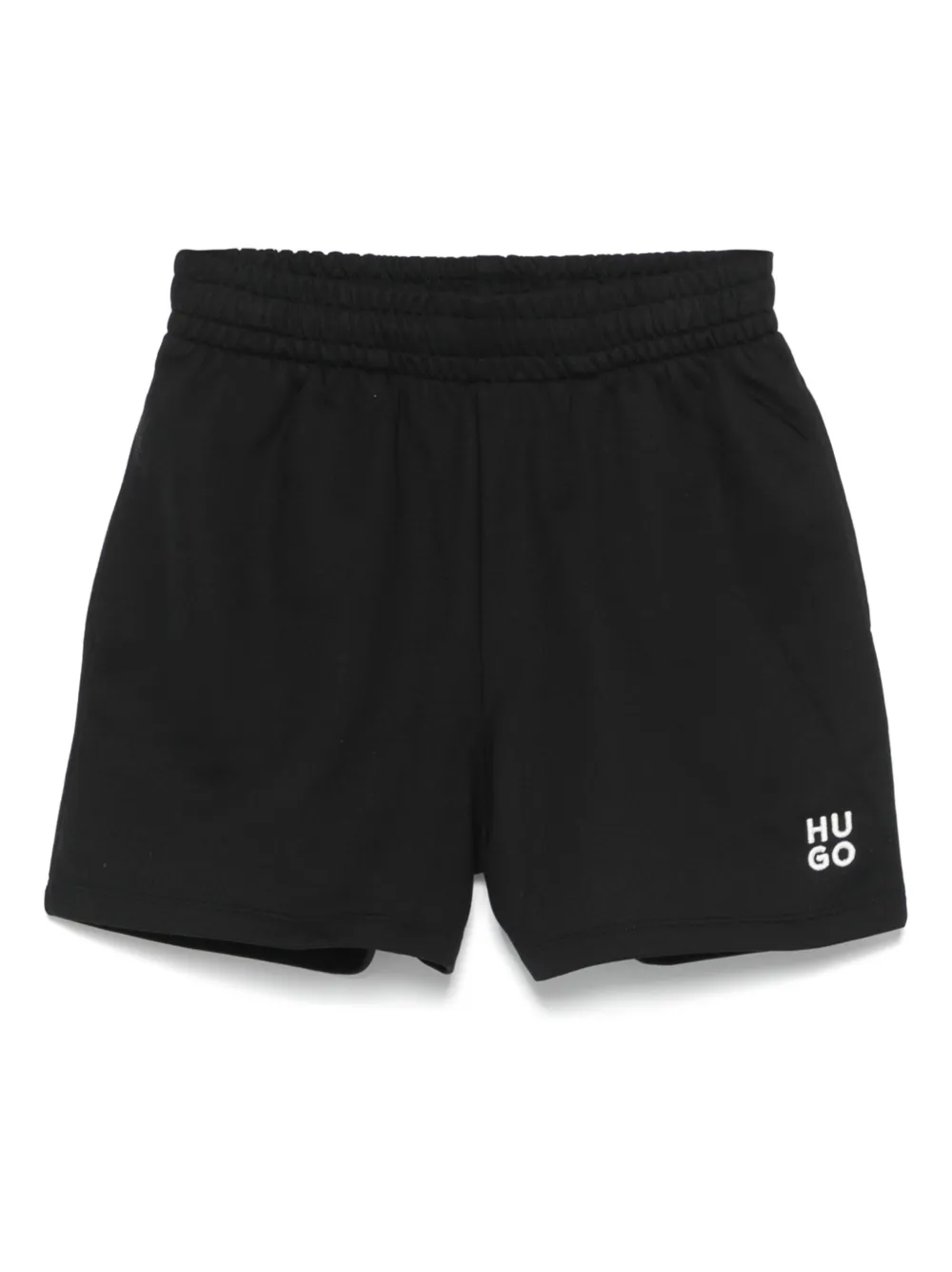 Hugo Boss Logo-embroidered Cotton Shorts In Black