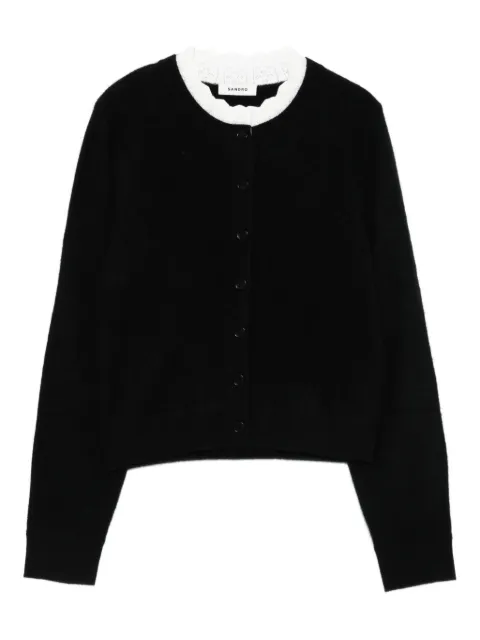 SANDRO buttoned scalloped-trim cardigan