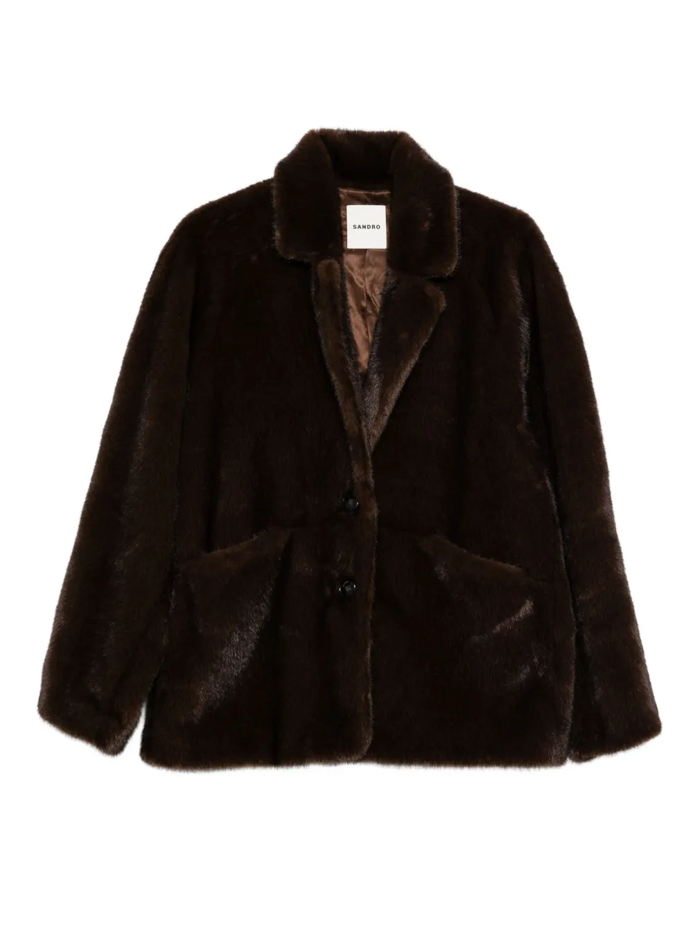 SANDRO faux-fur buttoned coat | Brown | Image 1