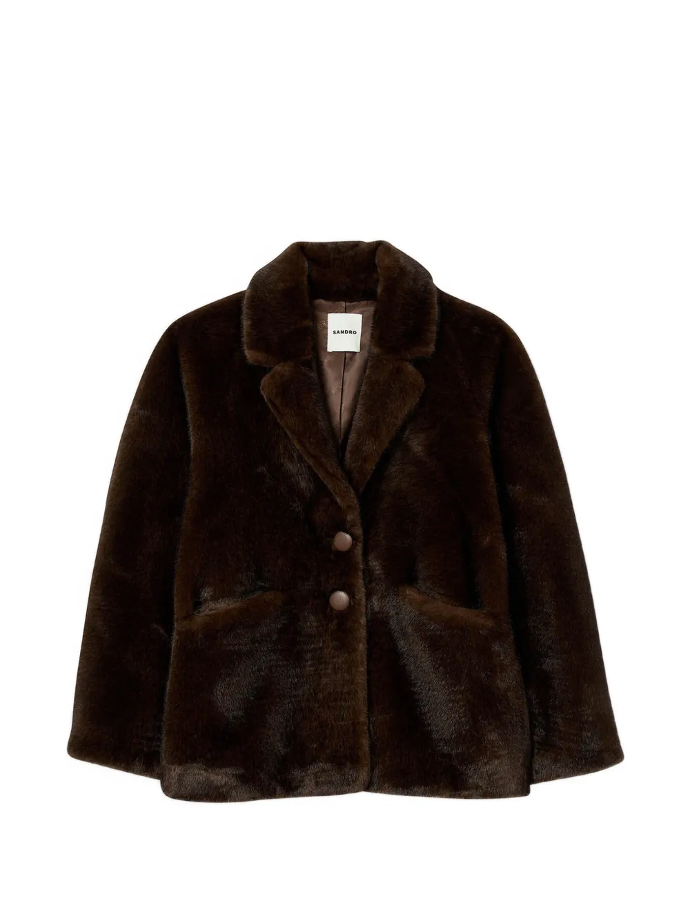 SANDRO Brown Buttoned Coat | Brown | FARFETCH AU