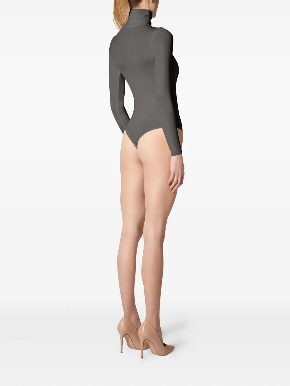 Wolford Turtleneck Long-sleeve Bodysuit In Gray