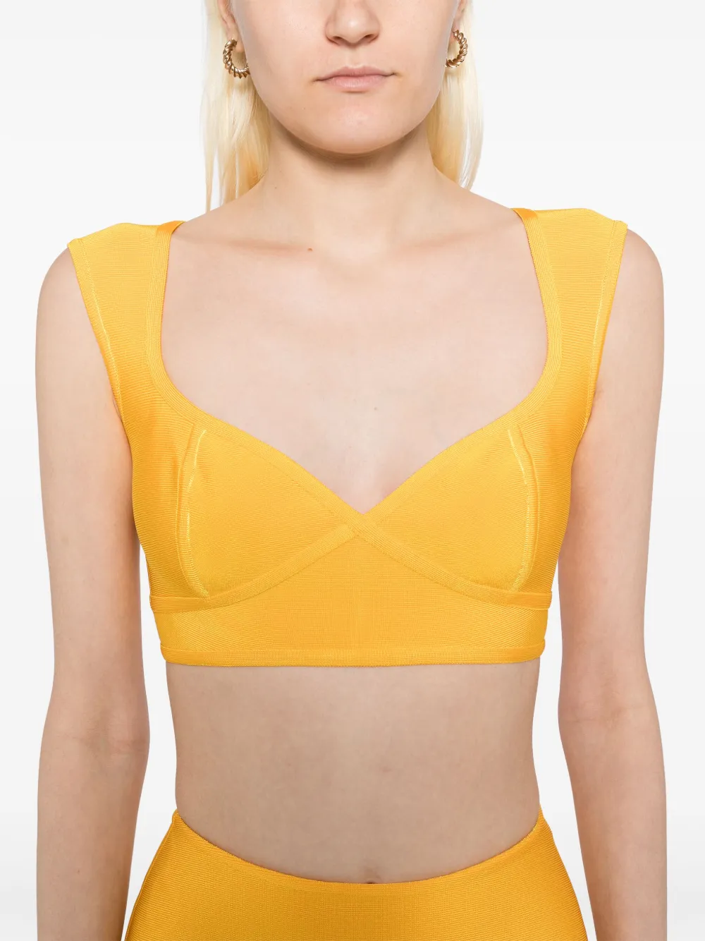 Herve L. Leroux Bandage top met sweetheart hals Geel