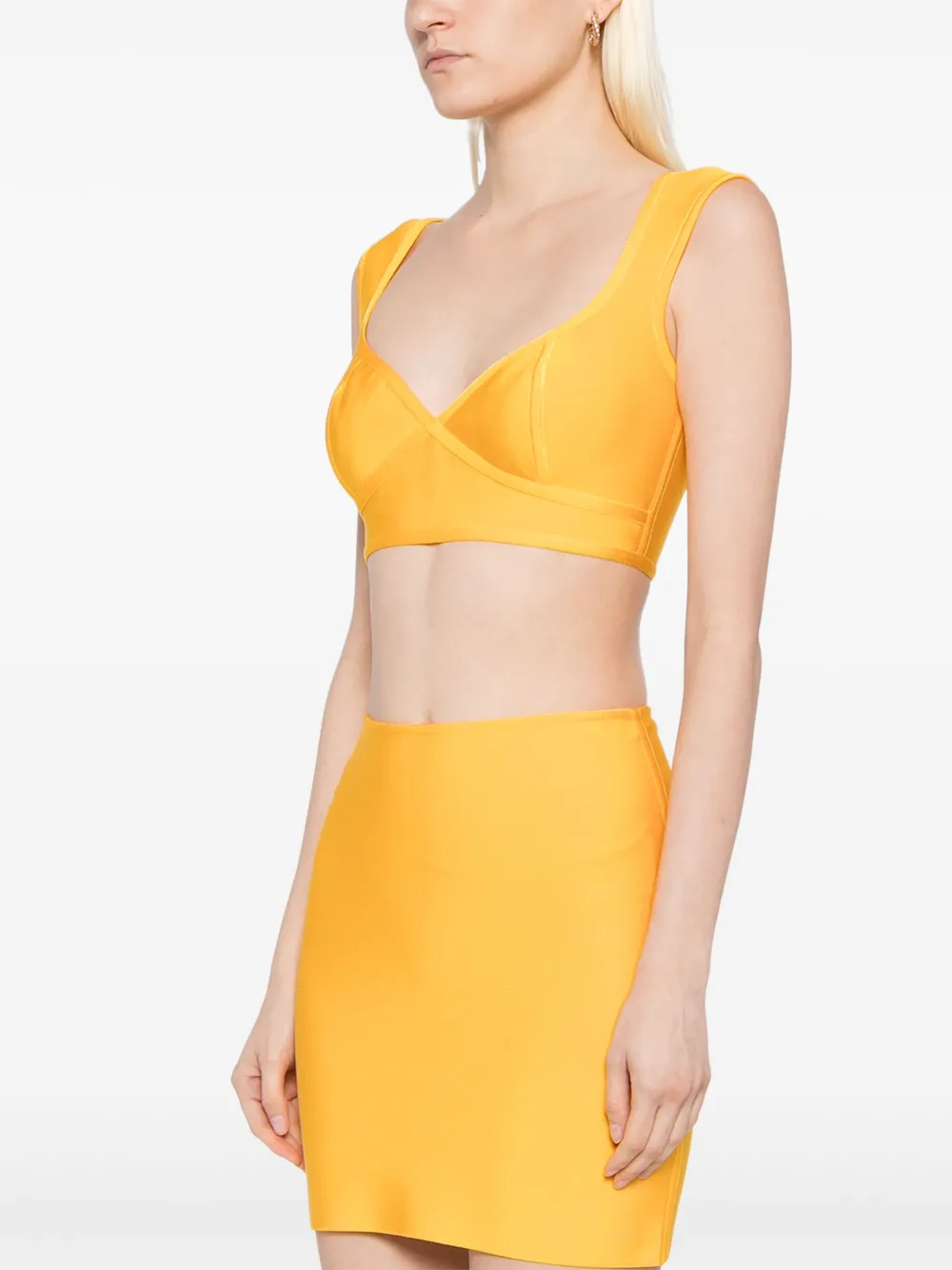 Herve L. Leroux Bandage top met sweetheart hals Geel