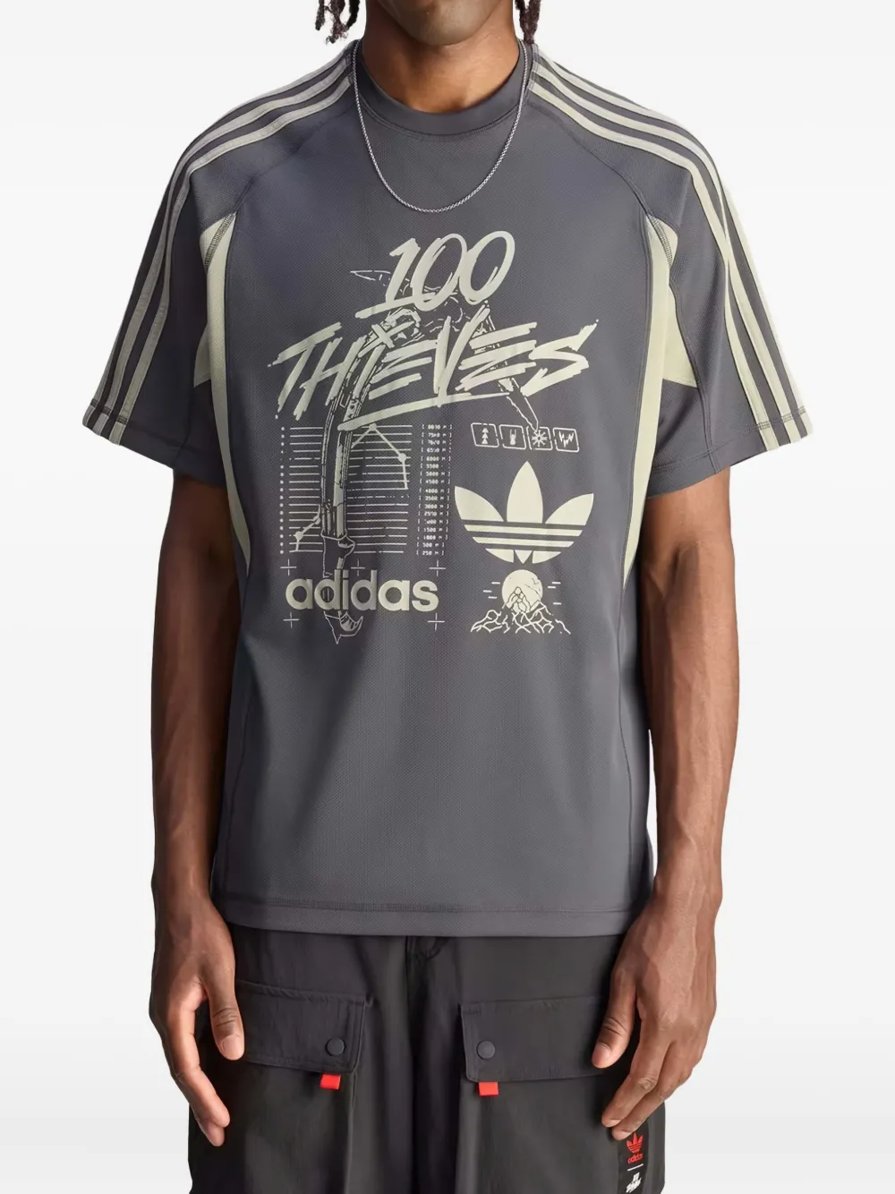 adidas x 100 Thieves T-shirt met grafische print en korte mouwen Grijs