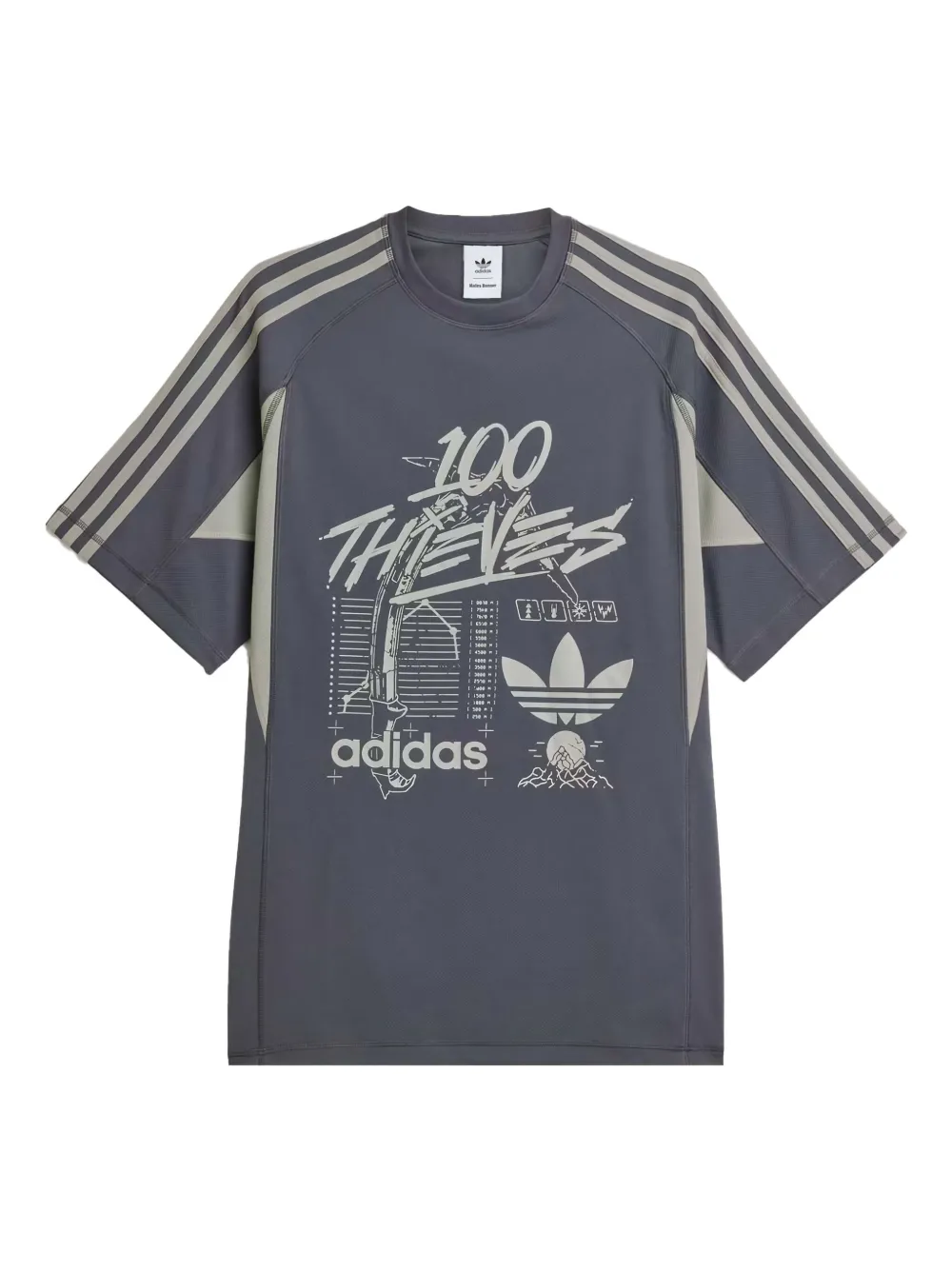 adidas x 100 Thieves T-shirt met grafische print en korte mouwen Grijs