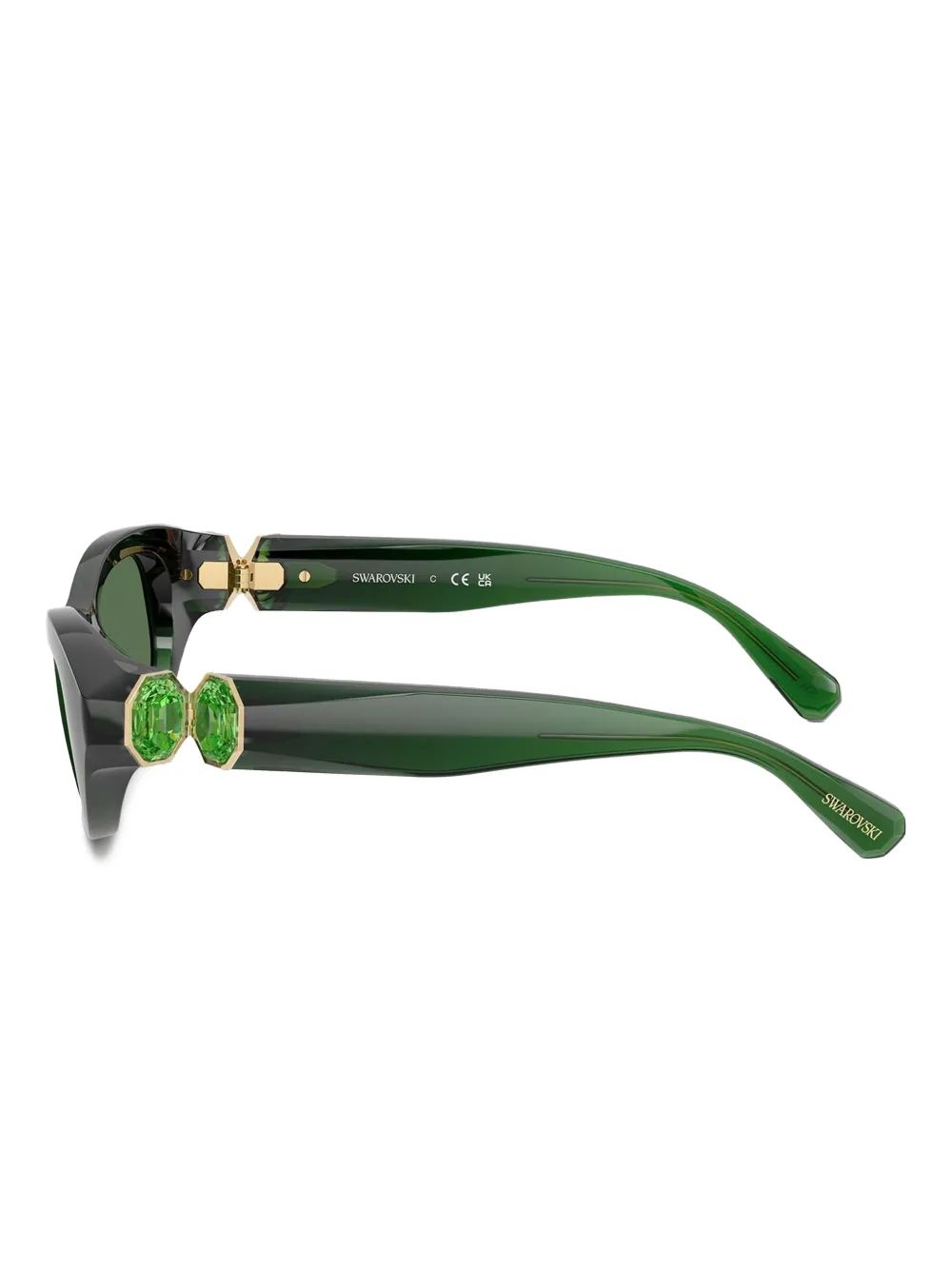 Swarovski Eyewear Crystal-embellished Oval-frame Sunglasses In Green