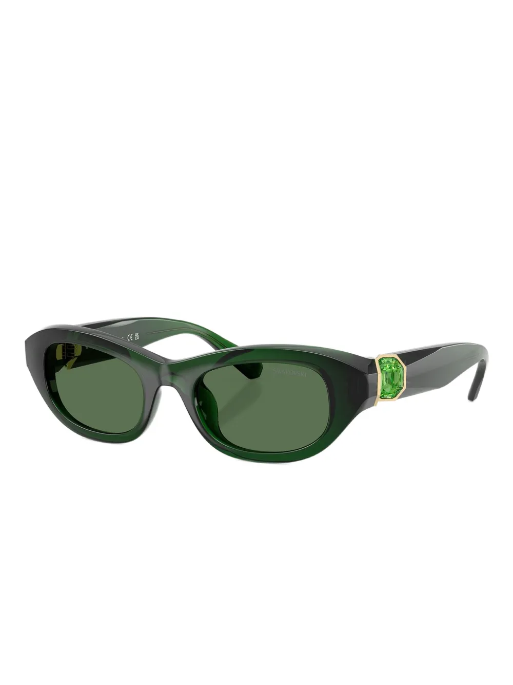 Swarovski Eyewear Crystal-embellished Oval-frame Sunglasses In Green