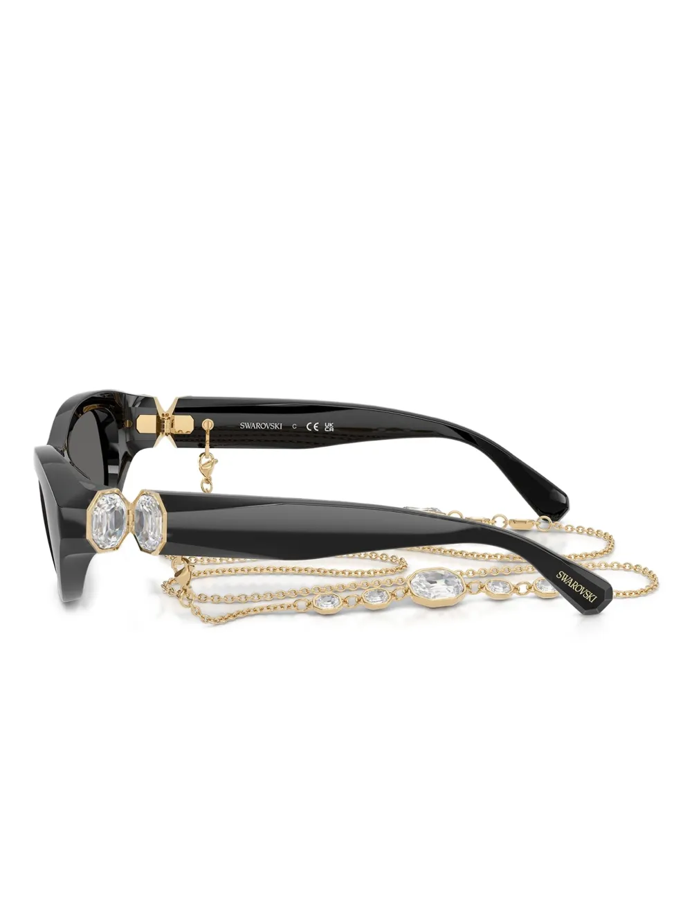 Swarovski Eyewear Zonnebril verfraaid met kristallen en schakeldetail Zwart