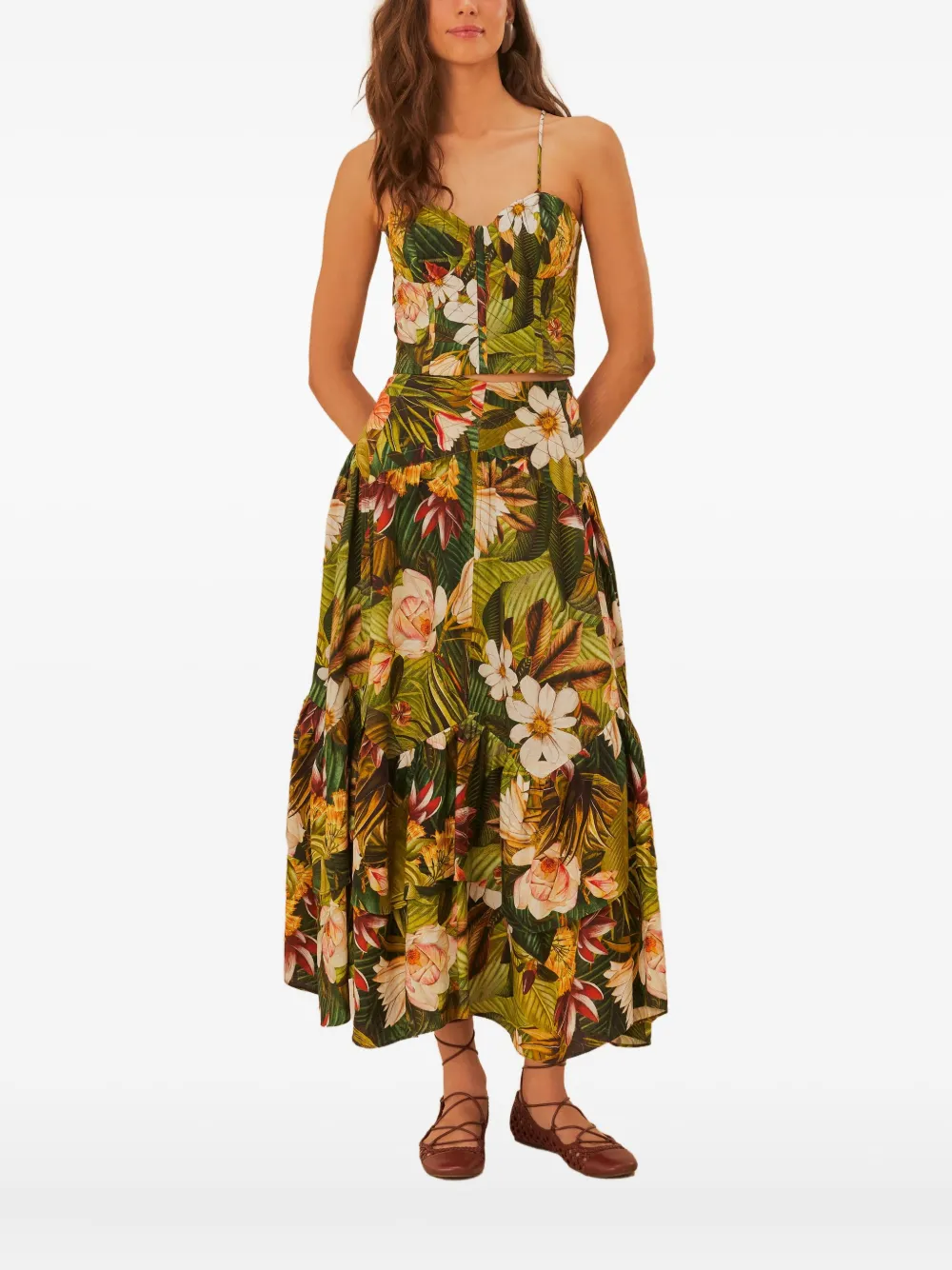 FARM Rio Cropped top met print Groen