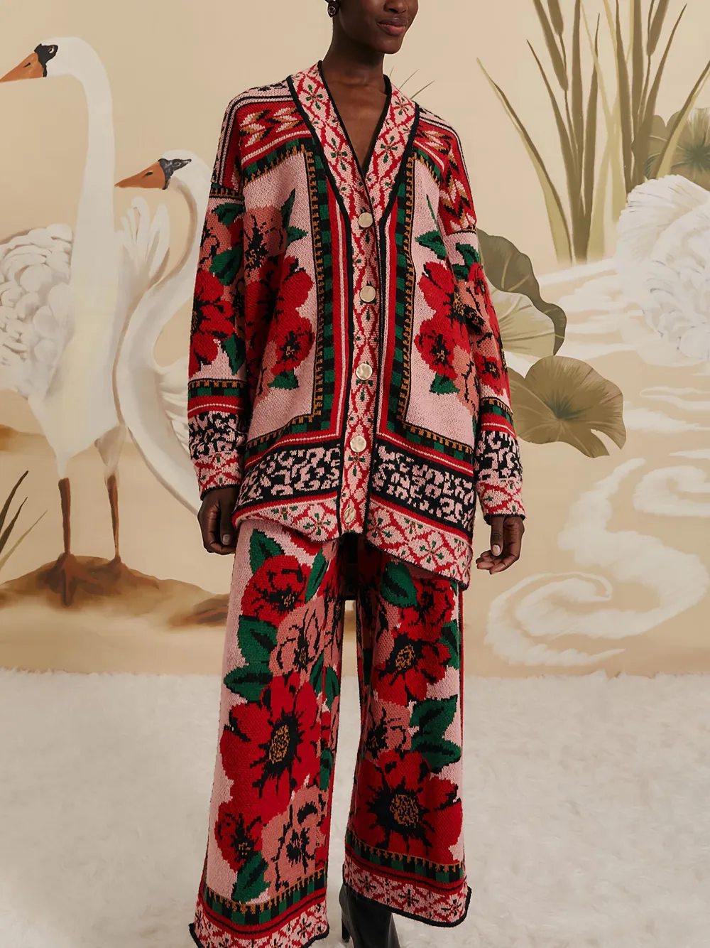 FARM Rio Broek met bloemenprint Roze