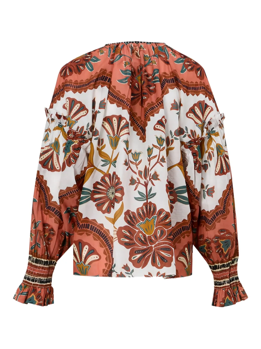 FARM Rio floral-pattern ruffled blouse - Beige