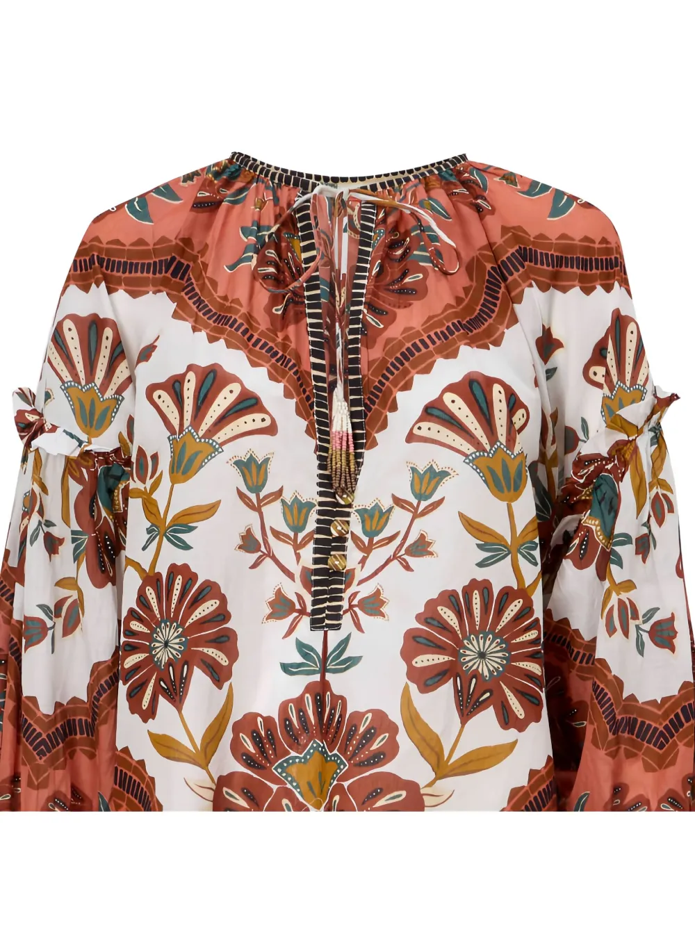 Farm Rio Floral-pattern Ruffled Blouse In Multi