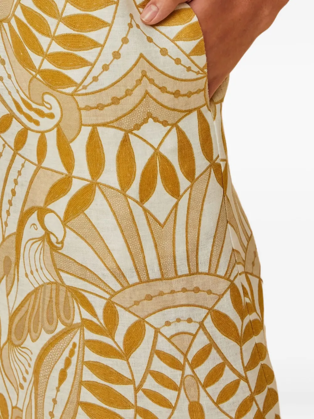 Farm Rio Scalloped Print Midi Skirt In Multi