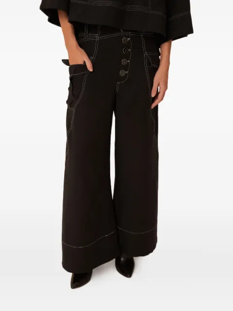 FARM Rio button-fastening contrast-stitch trousers