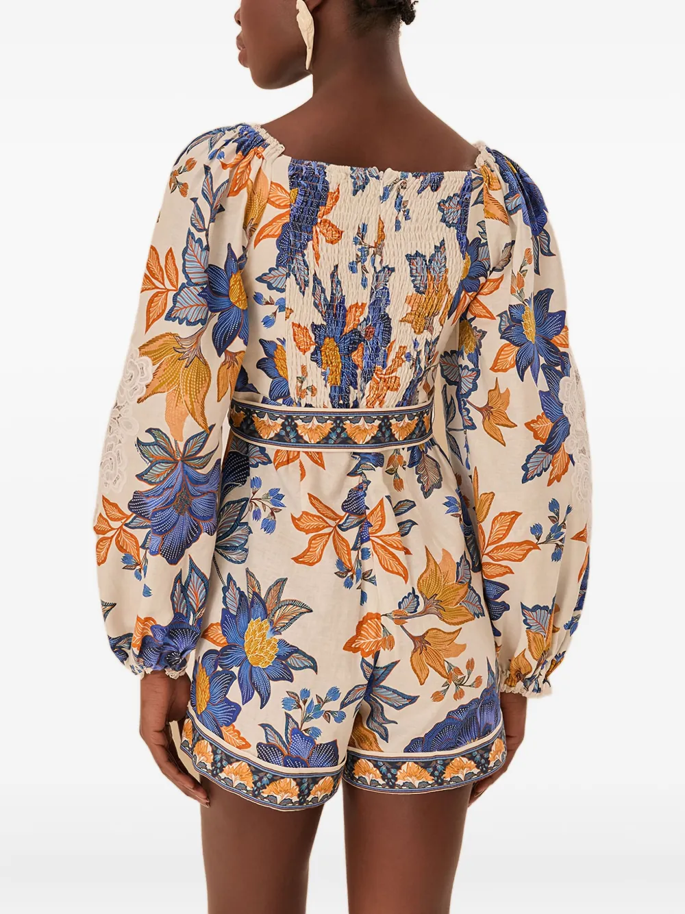 FARM Rio Playsuit met afwerking van kant - Beige