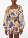 FARM Rio lace-trimmed floral playsuit - Neutrals