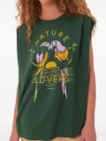 FARM Rio Nature Lovers parrot-print shoulder-padded top - Green