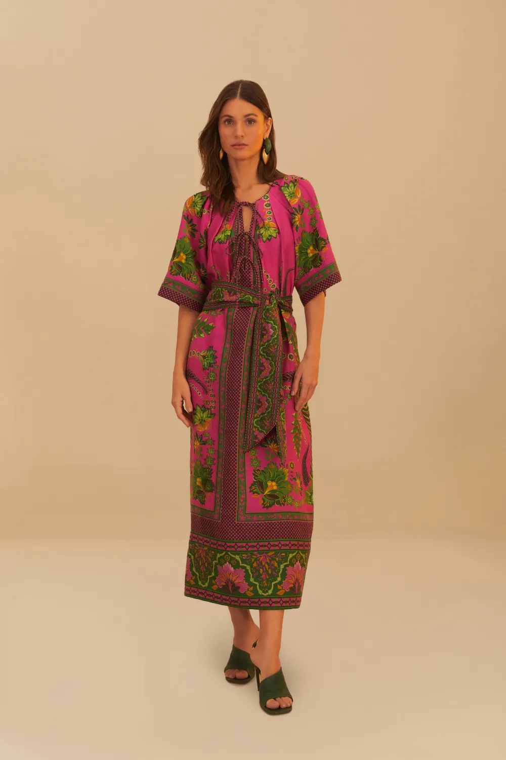 Farm Rio Pink Ana Tapestry Maxi Dress In Pink