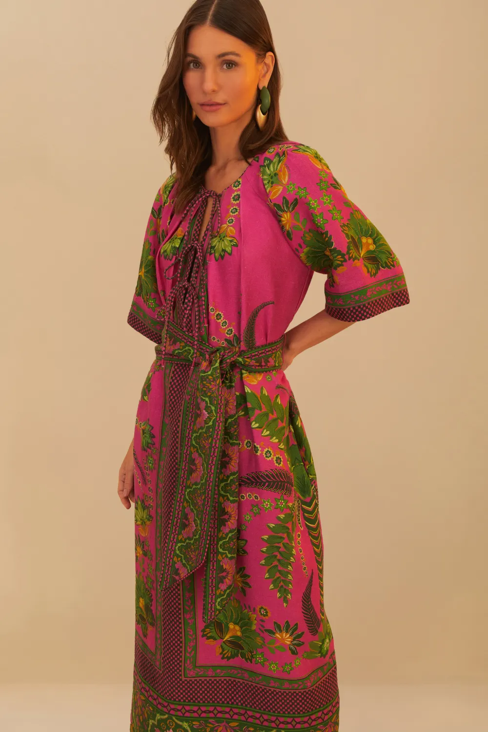 Farm Rio Pink Ana Tapestry Maxi Dress In Pink