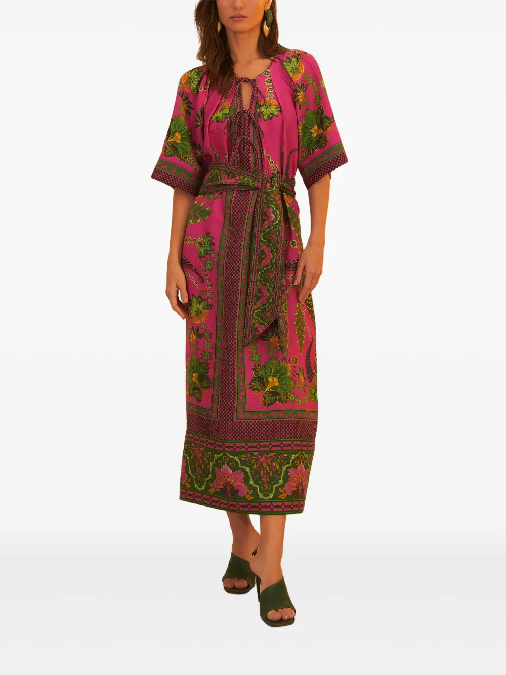 FARM Rio self-tie belt floral-print maxi dress | Pink | Image 1