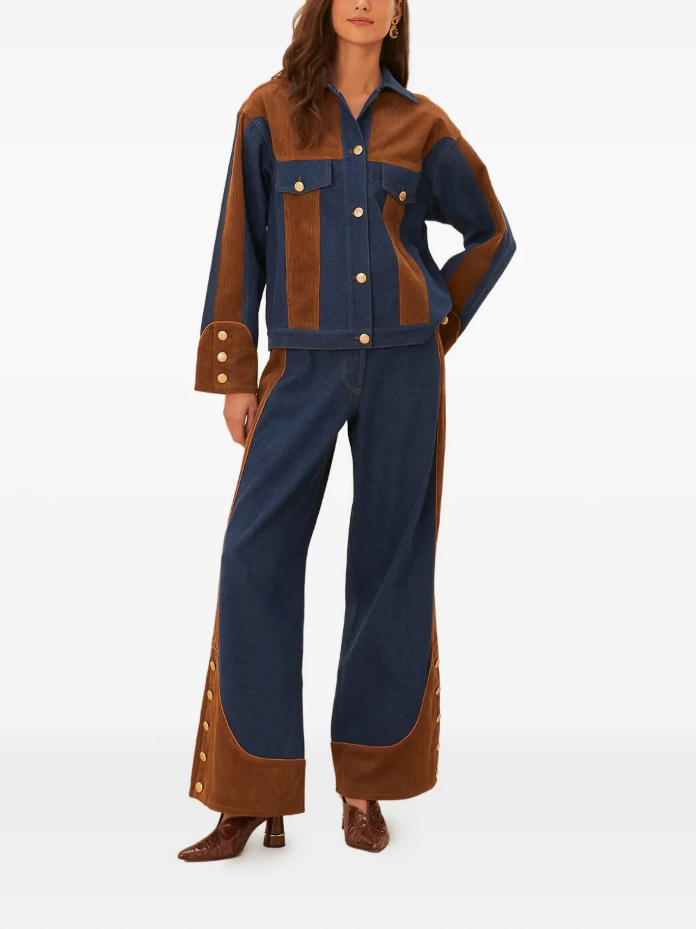 FARM Rio Jeans met ribfluwelen vlak - Blauw