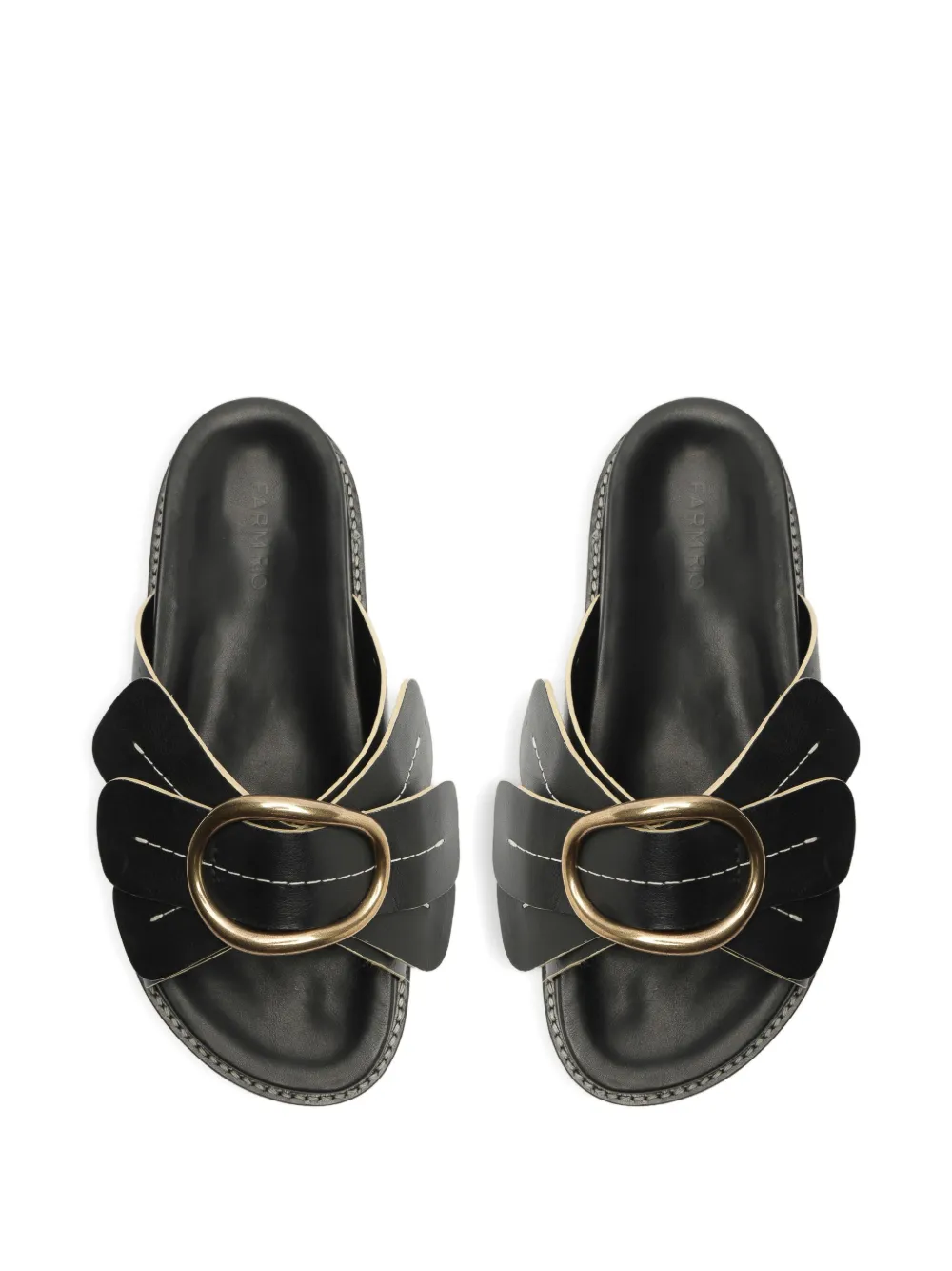 Farm Rio Daisy Slide Sandals In Black