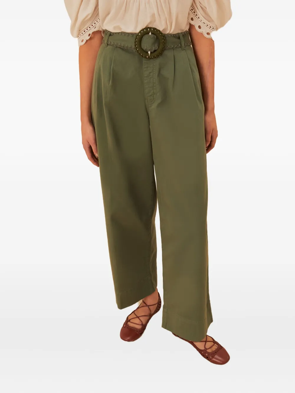 FARM Rio twill pleated trousers - Verde