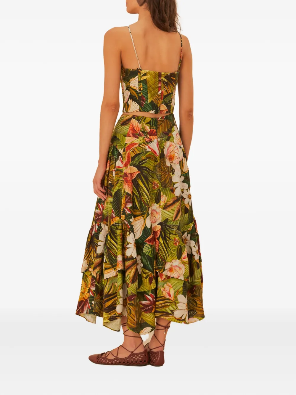 Farm Rio Botanical Forest-print Crop Top In Gold