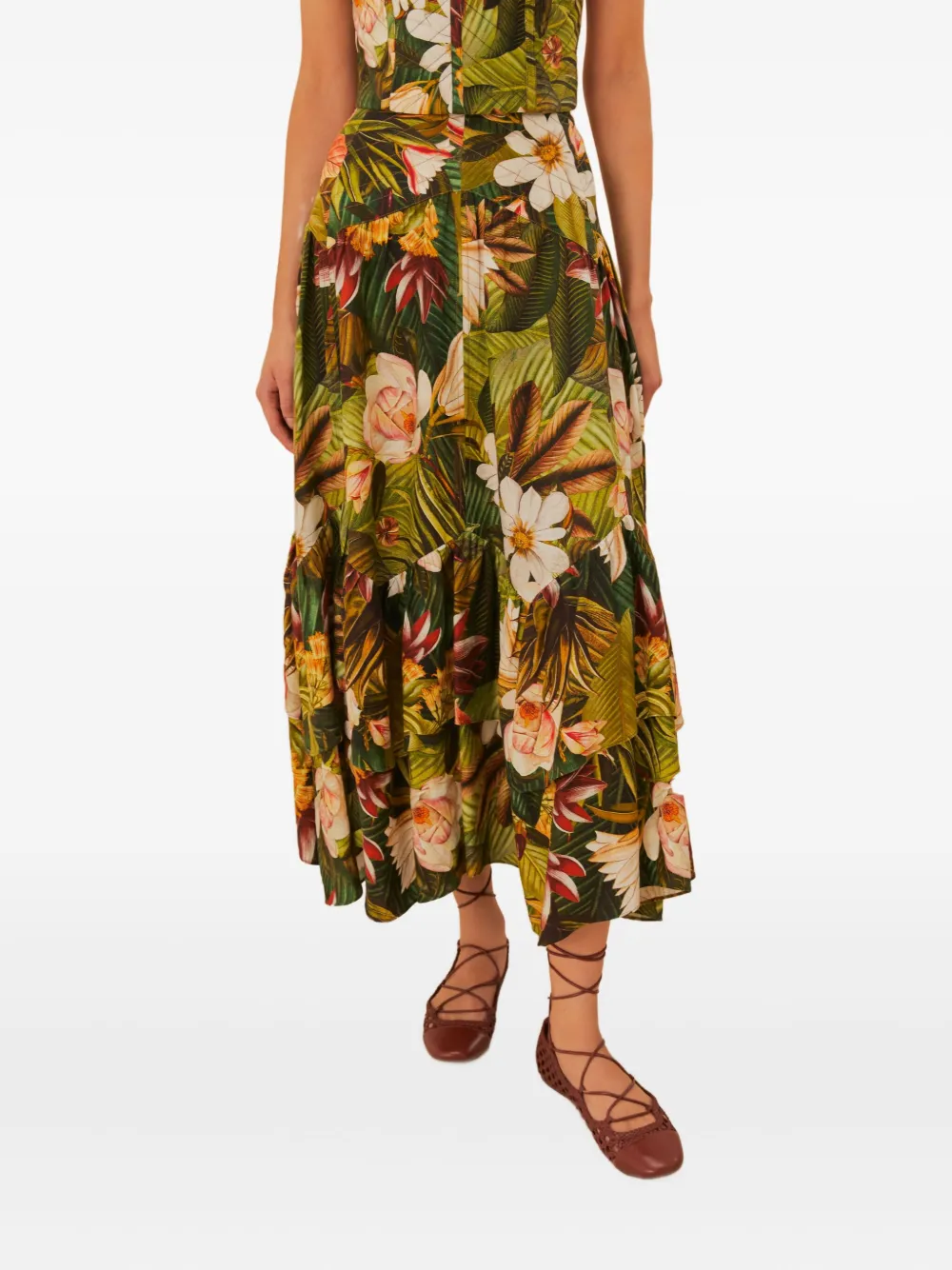 Farm Rio Botanical Forest-print Crop Top In Gold