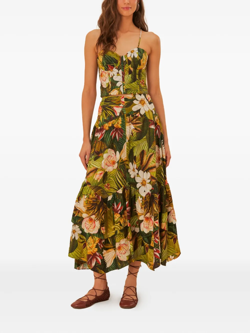FARM Rio Rok met botanische print - Groen