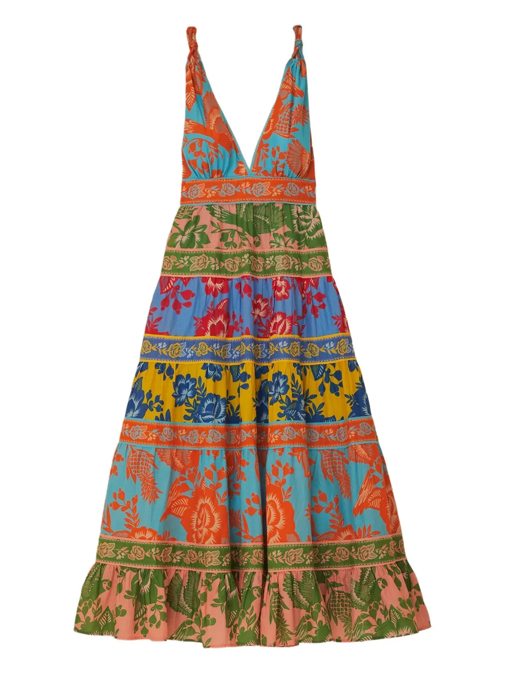 Farm Rio Mixed-lace Garden Midi Dress In Multi