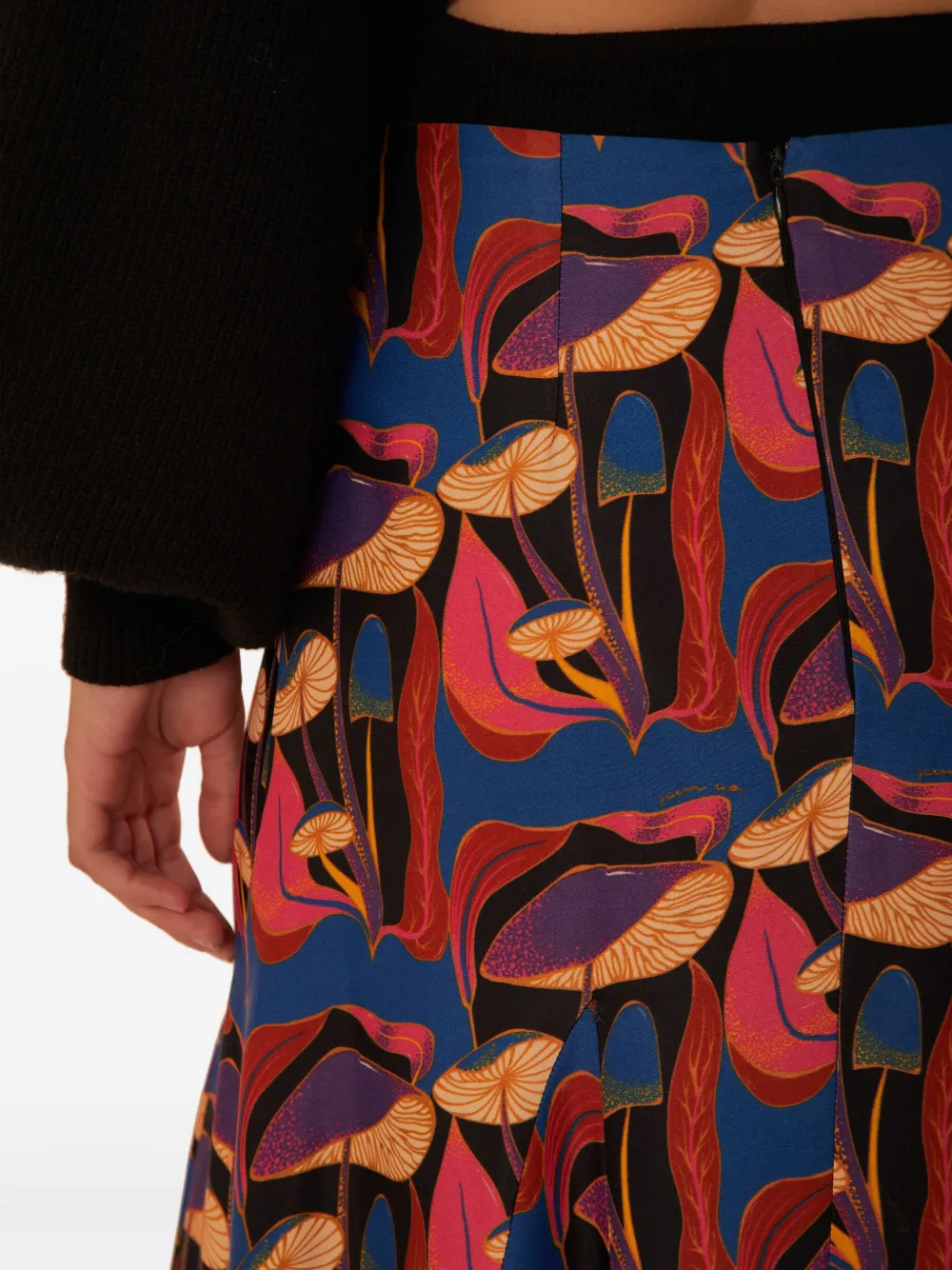 FARM Rio Wild Mushrooms print midi skirt Roze