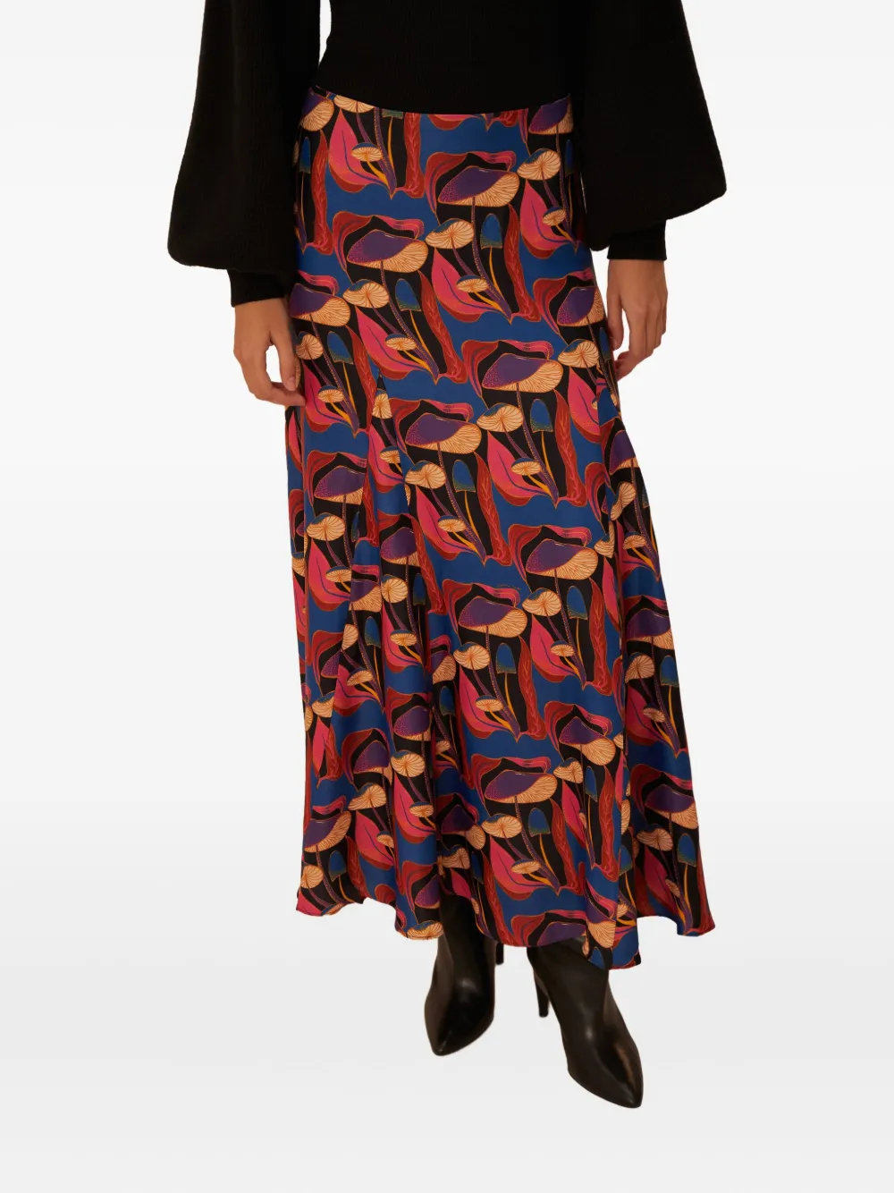 FARM Rio Wild Mushrooms print midi skirt Roze