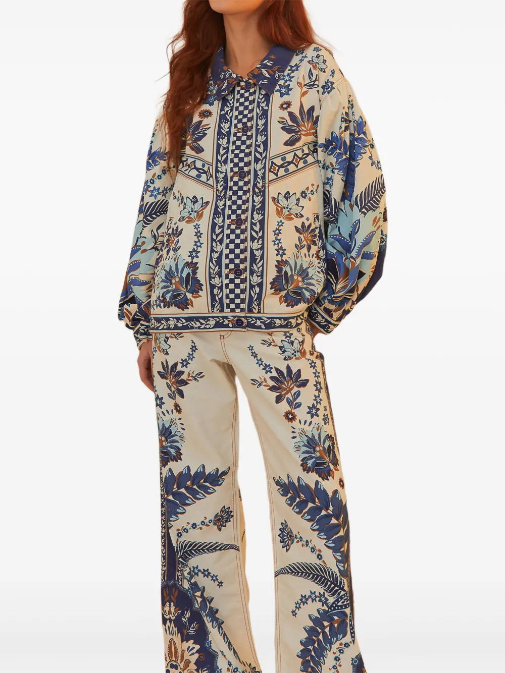 FARM Rio Encanto Tropical-print trousers Wit