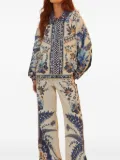 FARM Rio Encanto Tropical-print trousers - White